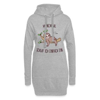 Müde Säugetier Schlafen Faultier Tier Statement - Hoodie-Kleid - Grau meliert - Vorne