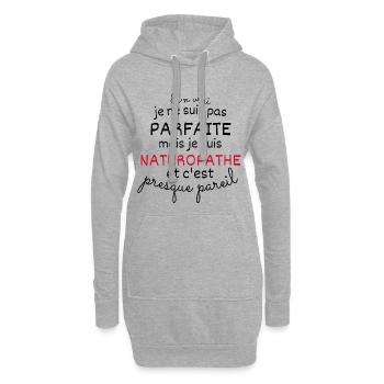 En Vrai Pas Parfaite Mais Naturopathe - Sweat-shirt à capuche long Femme - gris chiné - Devant
