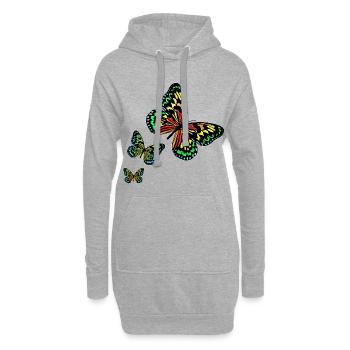 3 papillons R6Z - Sweat-shirt à capuche long Femme - gris chiné - Devant