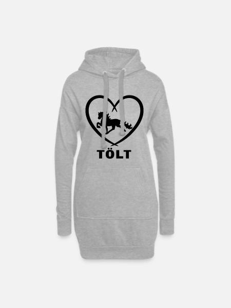 Herz Tölt Islandpferde Spruch Pferdeliebe Pferde - Hoodie-Kleid - Grau meliert