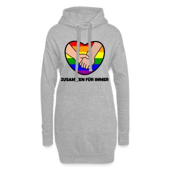 Homo Lgbt Herz Beziehung Regenbogen Statement - Hoodie-Kleid - Grau meliert - Vorne