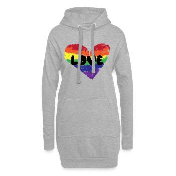 Heart Love Lgbt Relation Dire Homosexuel - Sweat-shirt à capuche long Femme - gris chiné - Devant