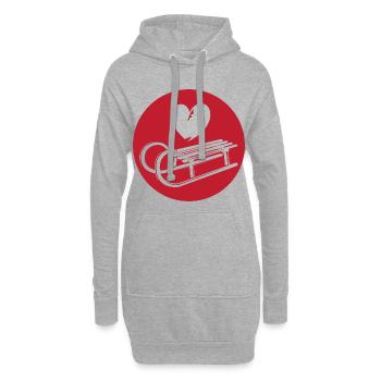 Coeur Luge Symbole Toboggan Neige Sports d’hiver - Sweat-shirt à capuche long Femme - gris chiné - Devant