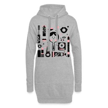 Disco Make Up Revival L schwarz pink - Hoodie-Kleid - Grau meliert - Vorne