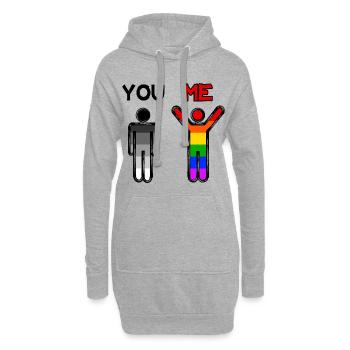 Partenariat homosexuel LGBT - Sweat-shirt à capuche long Femme - gris chiné - Devant