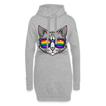 Cool Lgbt Cat Bisexuel Sexualité Arc-en-ciel - Sweat-shirt à capuche long Femme - gris chiné - Devant