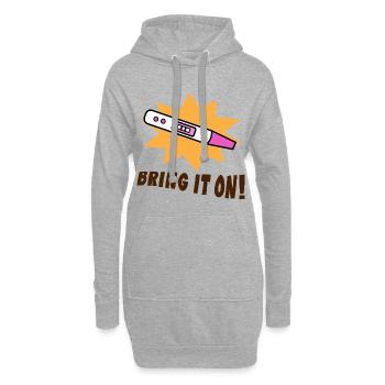 Grossesse Mère Déclaration Bébé - Sweat-shirt à capuche long Femme - gris chiné - Devant