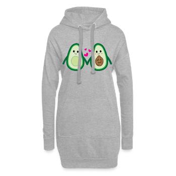 Avocado Herz Elternteil Schwangerschaft Schwanger - Hoodie-Kleid - Grau meliert - Vorne
