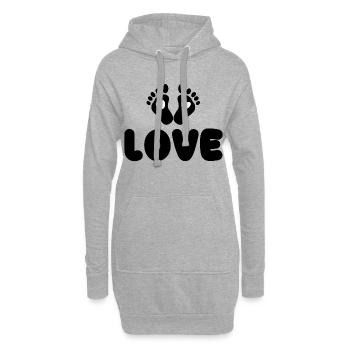 Heart Baby Feet Parents Saying Pregnant Baby Bump - Sweat-shirt à capuche long Femme - gris chiné - Devant