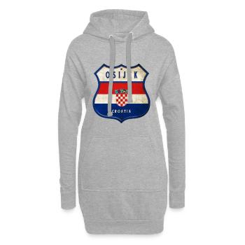 Osijek Kroatien Flaggen Wappen Design - Hoodie-Kleid - Grau meliert - Vorne
