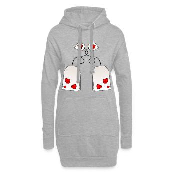 Valentinstag Tee - Hoodie-Kleid - Grau meliert - Vorne