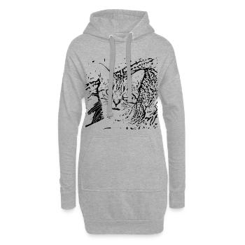 Katze schwarz Kätzchen cute - Hoodie-Kleid - Grau meliert - Vorne