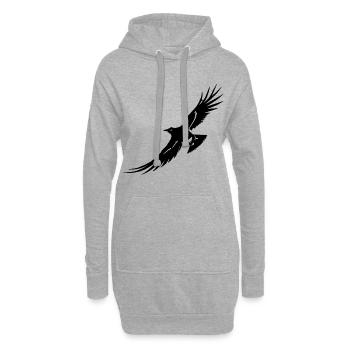 Rabe - Fliegender Rabe - Hoodie-Kleid - Grau meliert - Vorne