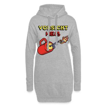 Feuerlöscher Brennen Feuer Feuerwehr Statement - Hoodie-Kleid - Grau meliert - Vorne