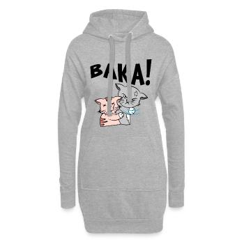 Baka Anime Manga Cartoon Cat Disant - Sweat-shirt à capuche long Femme - gris chiné - Devant