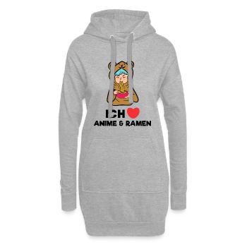 Anime Japan Popkultur Zeichentrick Herz Comic - Hoodie-Kleid - Grau meliert - Vorne