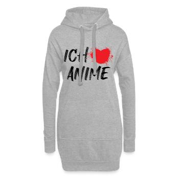 Anime Herz Manga Asiatisch Asien Popkultur - Hoodie-Kleid - Grau meliert - Vorne