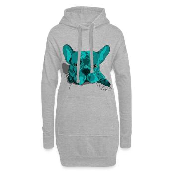 Style cartoon adorable de bouledogue français - Sweat-shirt à capuche long Femme - gris chiné - Devant