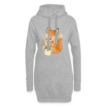 Verspielte Waldtiere Harmonie - Hoodie-Kleid - Grau meliert - Vorne