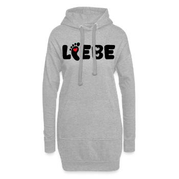 Cœur de mère disant Baby Feet Pregnant Baby Bump - Sweat-shirt à capuche long Femme - gris chiné - Devant
