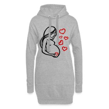 Coeur Grossesse Bébé Ventre Déclaration Enceinte - Sweat-shirt à capuche long Femme - gris chiné - Devant