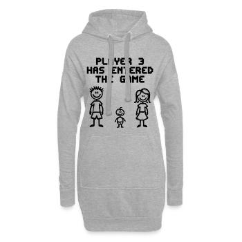 Déclaration de grossesse de naissance de bébé - Sweat-shirt à capuche long Femme - gris chiné - Devant