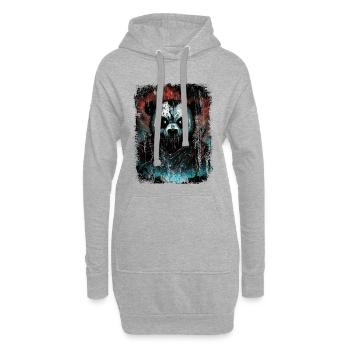 Guerrier panda effrayant - Sweat-shirt à capuche long Femme - gris chiné - Devant