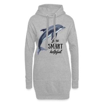 Delfin - free, smart, helpful - Hoodie-Kleid - Grau meliert - Vorne