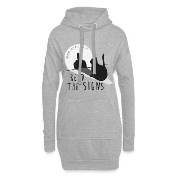 Read the signs. Katze, Mittelfinger, Schatten - Hoodie-Kleid - Grau meliert - Vorne