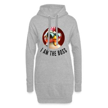Cooles Huhn mit Sonnenbrille - Hoodie-Kleid - Grau meliert - Vorne