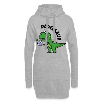 Padel Schläger Spieler Ball Dinosaurier Spruch - Hoodie-Kleid - Grau meliert - Vorne