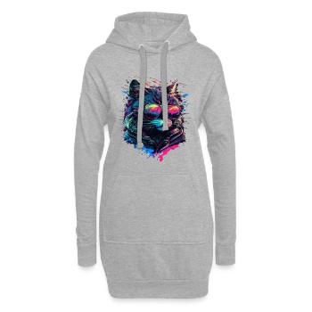 Coole Katze - Hoodie-Kleid - Grau meliert - Vorne