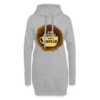 Das Leben beginnt erst nach der ersten Tasse Kaffee # - Hoodie-Kleid - Grau meliert - Vorne