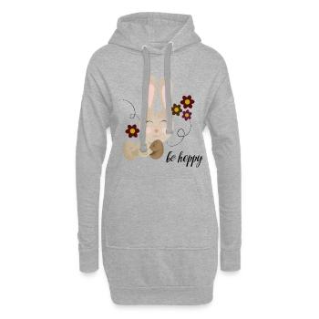 Design de lapin de Pâques Be Hoppy Cute - Sweat-shirt à capuche long Femme - gris chiné - Devant
