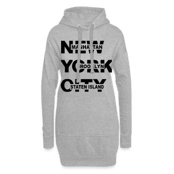 New York City NYC Manhattan Brooklyn Shirt - Sweat-shirt à capuche long Femme - gris chiné - Devant