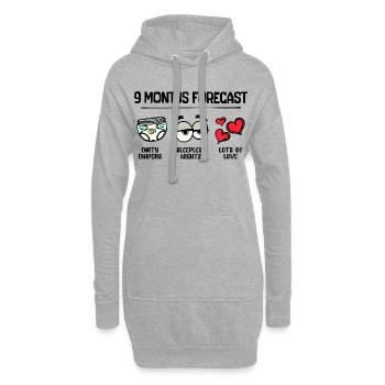 Naissance, Cœur, Enceinte, Déclaration, Parent, Bébé - Sweat-shirt à capuche long Femme - gris chiné - Devant