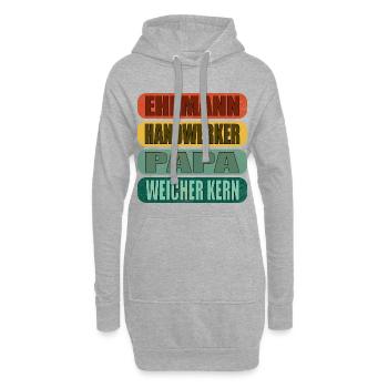 Geschenke zum Vatertag - PAPA - WEICHER KERN - Hoodie-Kleid - Grau meliert - Vorne