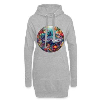 Unterwasserhai im Korallenriff Rundbild - Hoodie-Kleid - Grau meliert - Vorne