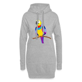 Perroquet coloré sur une branche - jaune - Sweat-shirt à capuche long Femme - gris chiné - Devant
