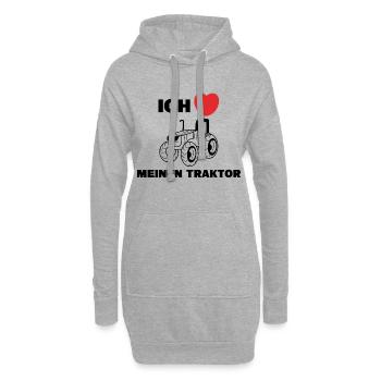 Nutzfahrzeug Ich Liebe Traktor Statement Herz - Hoodie-Kleid - Grau meliert - Vorne
