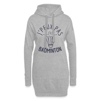J peux pas j ai badminton - Sweat-shirt à capuche long Femme - gris chiné - Devant