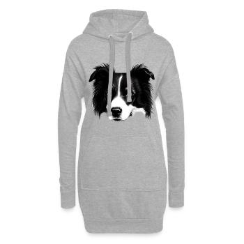 Border Collie Irischer Hütehund - Hoodie-Kleid - Grau meliert - Vorne