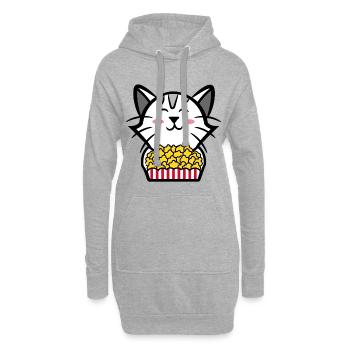Katze Movies Popcorn Kino Binge Watching Cineast - Hoodie-Kleid - Grau meliert - Vorne