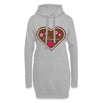 "Jahrmarkt-Liebe" Lieblingsmensch pink - Hoodie-Kleid - Grau meliert - Vorne
