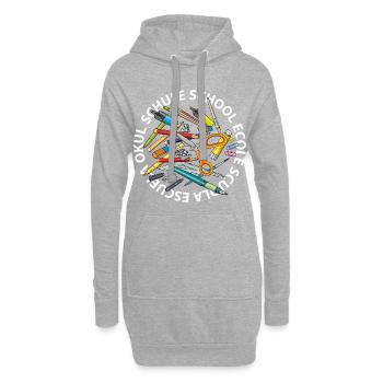 Schule in diversen Sprachen - Hoodie-Kleid - Grau meliert - Vorne