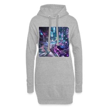 Cybercity - Ville du futur - Sweat-shirt à capuche long Femme - gris chiné - Devant