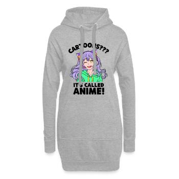 Anime Trickfilm Statement Zeichentrick Manga Comic - Hoodie-Kleid - Grau meliert - Vorne
