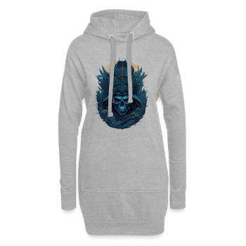 Blauer Samurai Skelett Schädel - Blauer Samurai Schädel - Hoodie-Kleid - Grau meliert - Vorne