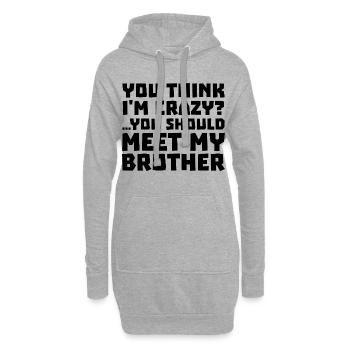 Geschwister Großer Bruder Statement Bruderherz - Hoodie-Kleid - Grau meliert - Vorne