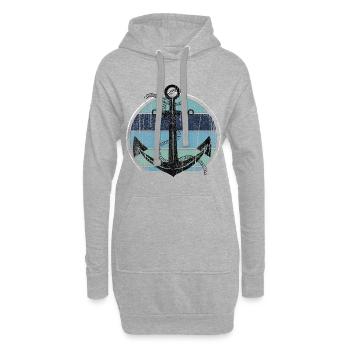 Vintage Anchor Maritime Design - Hoodie-Kleid - Grau meliert - Vorne